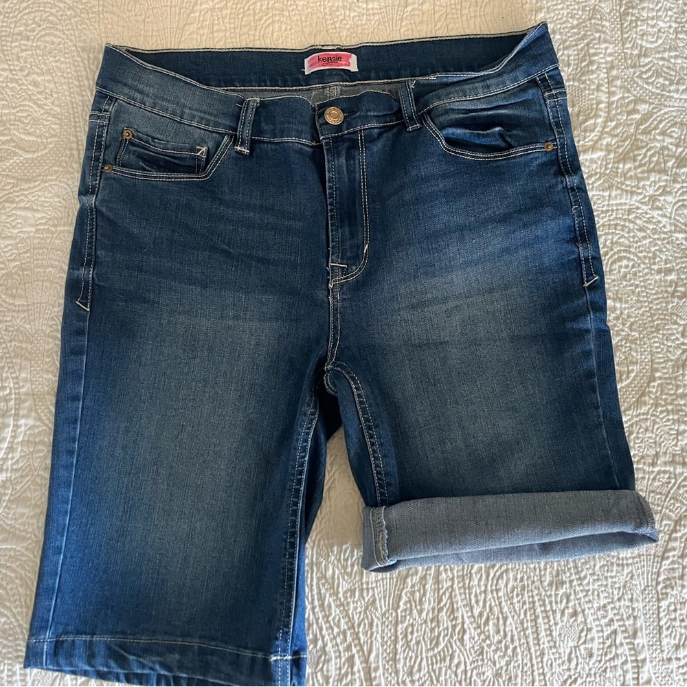 Kensie Blue Denim Bermuda Shorts